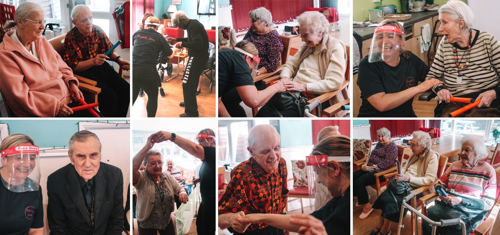 Collage of photos taken during a musical activity at a Carehome with Dementia